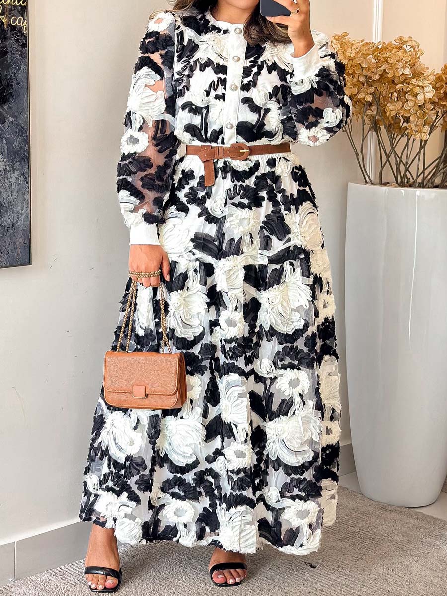 Elegant See-through Sleeve Two Pieces Dress