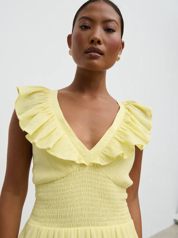 Lyra Ruffle Maxi Dress (Lemon)