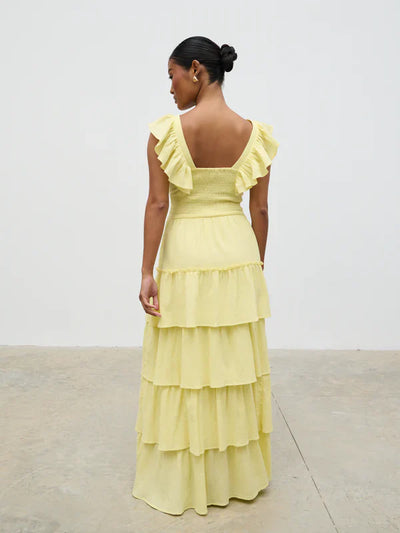 Lyra Ruffle Maxi Dress (Lemon)