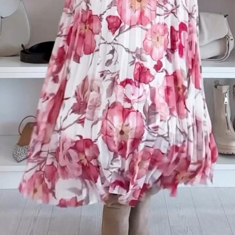 Floral Pattern Two Piece Set: Off Shoulder Blouse & Long Skirt