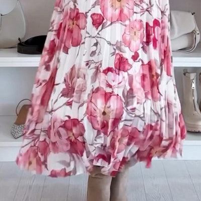 Floral Pattern Two Piece Set: Off Shoulder Blouse & Long Skirt